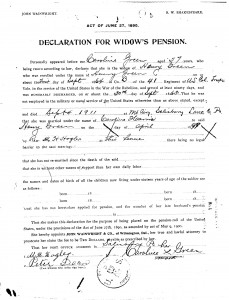 Wife of Henry Green's Application for Civil War Pension