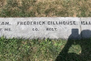 Gravestone. Reads : Frederick Gilhousen, Company: ? Regiment: 148