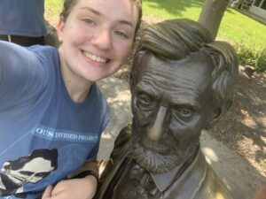 Me and a statue of Abraham Lincoln
