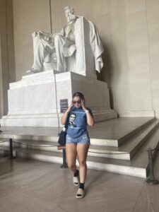 Girl in front of Lincoln Memorial