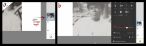 Showing "Layers" located on the right side of the screen, turning down opacity of image layer