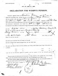 Wife of Henry Green's Application for Civil War Pension