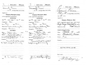 Roster containing information on Walter Samuel Pinn