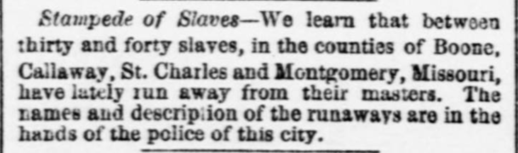 Newspaper clipping from St. Louis Daily Missouri Republican