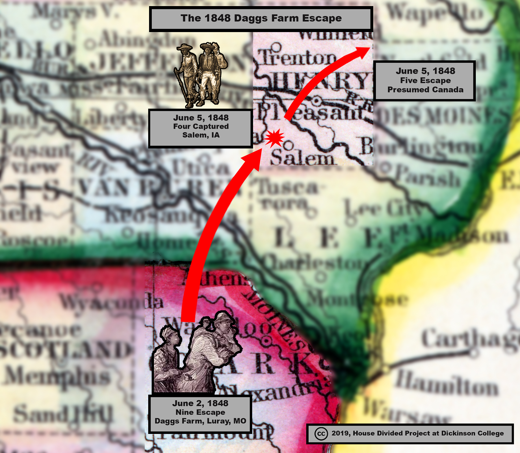 1848 Daggs escape map