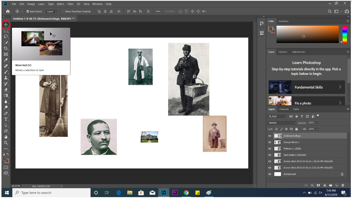 screenshot of Photoshop for collage tutorial
