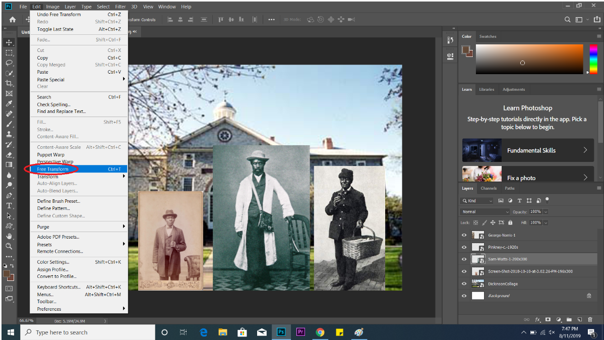 screenshot of Photoshop for collage tutorial