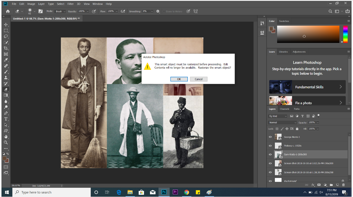 screenshot of Photoshop for collage tutorial