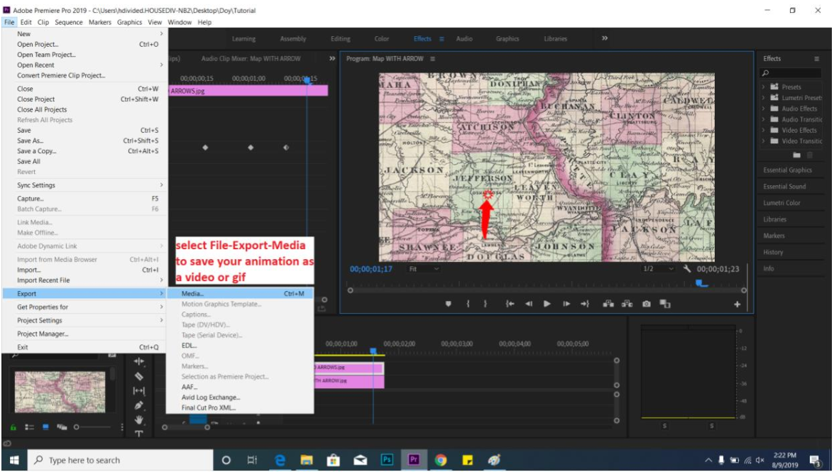 screenshot of Adobe Premiere animation tutorial