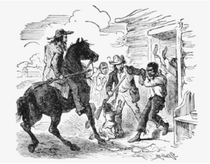 Slavecatchers grabbing a freedom-seeker.