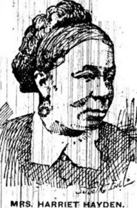 engraving of woman, with name typed at bottom