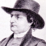engraving, man in broad hat