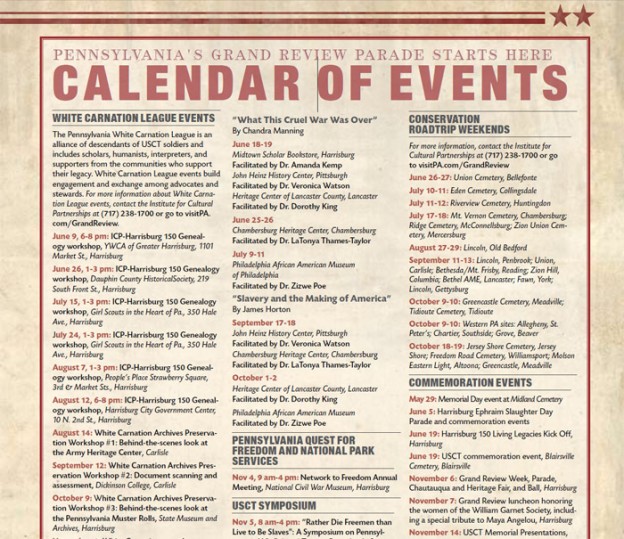 Pennsylvania Grand Review Calendar of Events African American