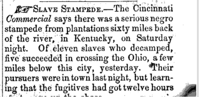 slave stampede from Maysville
